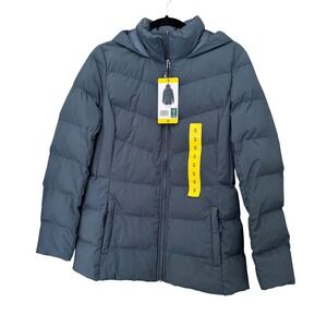 NWT 32 Degrees Heat Puffer Jacket S Blue Hooded Quilted Travel Lightweight Basic